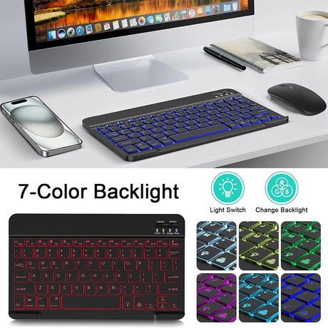 Tastatura Techsuit AirCombo (WKM1), Wireless, RGB, 1600 DPI, Negru