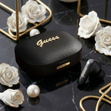 Casti Guess Script Metal Logo (GUTWSX45PGSK), Bluetooth V5.4, TWS, with Microphone, Type-C, 400mAh, Negru