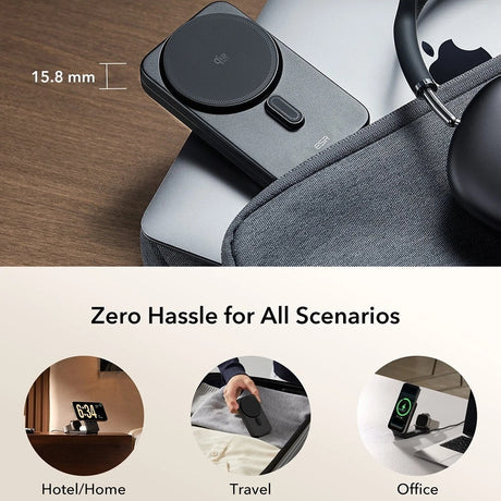 Incarcator ESR CryoBoost 3in1 Charging Station (2C590), for Apple Devices, with 65W Adapter, Foldable, Fast Charge, Qi2, 25W, Negru