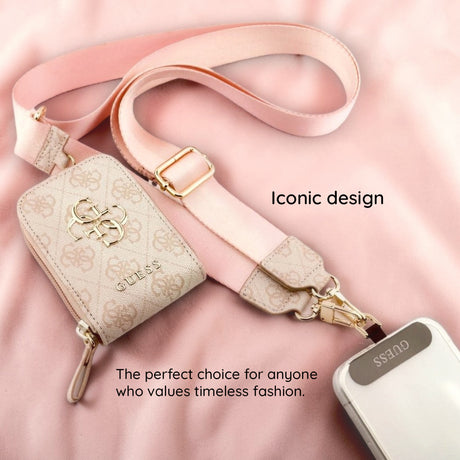 Suport Guess Universal Strap 4G Metal Logo (GUUCNKP4DGMP), with Small Purse for Accesories, Adjustable, Eco Leather, Roz