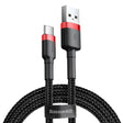 Cablu Baseus Cafule (CATKLF-A91), USB to Type-C, 3A, 0.5m, Negru / Red