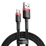 Cablu Baseus Cafule (CATKLF-A91), USB to Type-C, 3A, 0.5m, Negru / Red