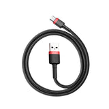 Cablu Baseus Cafule (CATKLF-A91), USB to Type-C, 3A, 0.5m, Negru / Red