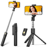 Suport Techsuit Selfie Stick (K07), Compact Tripod Mount with Bluetooth Remote Control, Foldable, 70cm, Negru