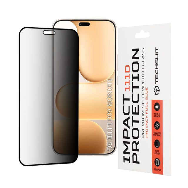 Folie de protectie Techsuit 111D Privacy Full Glue compatibil cu Honor 600 Lite, Negru