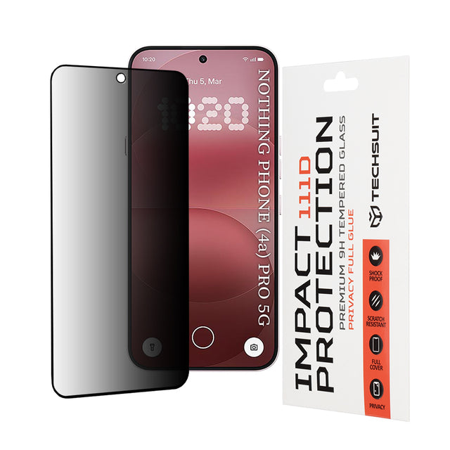 Folie de protectie Techsuit 111D Privacy Full Glue compatibil cu Nothing Phone (4a) Pro, Negru