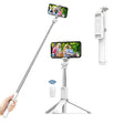 Suport Techsuit Selfie Stick (Q01), with Bluetooth Remote Control and Stable Tripod Mount, 101cm, Alb