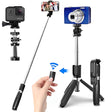 Suport Techsuit Selfie Stick (L02), Stable Tripod with Bluetooth Remote Control, GoPro Compatible, 360 Rotation, 100cm, Negru