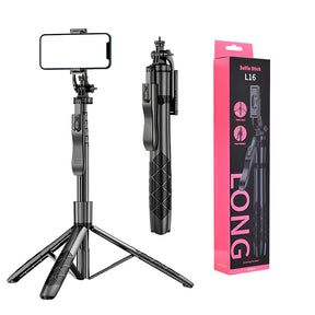 Suport Techsuit Selfie Stick (L16), Stable Tripod Mount, 1/4 Screw Interface, Wireless Remote, Balance Steady Shot, 157cm, Negru