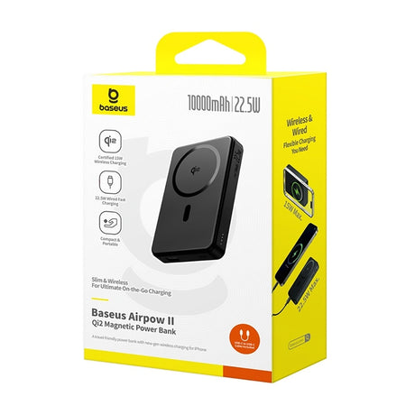 Baterie externa Baseus Airpow II (P10080000123-00), Magnetic, Qi2 Technology, 22.5W, 10000mAh, Negru