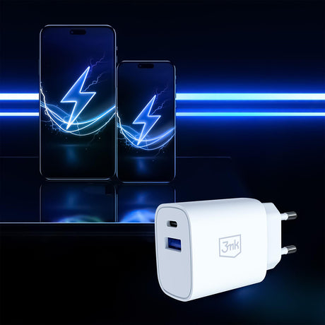 3mk töltő, USB / Type-C, 25 W QC4, fehér