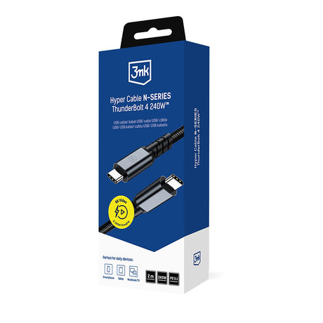 3mk Hyper N-Series kábel, Thunderbolt 4, 240 W, 2 m, fekete