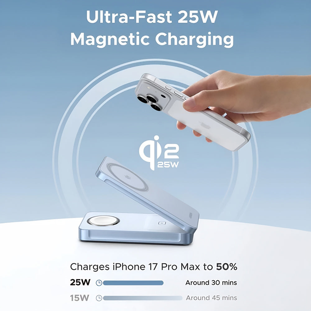 Ugreen Incarcator Ugreen Wireless Charging Station W757 (65901), MagSafe, Fast Charging, Qi2, for iPhone, AirPods, Apple