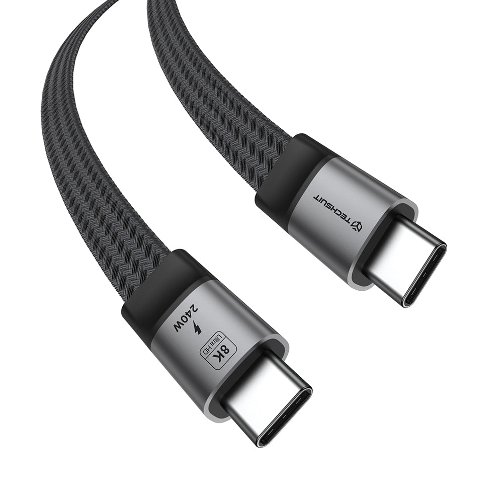 Cablu Techsuit ElysiumSync Pro (CX1), Type-C, PD240W, 1m, Gri