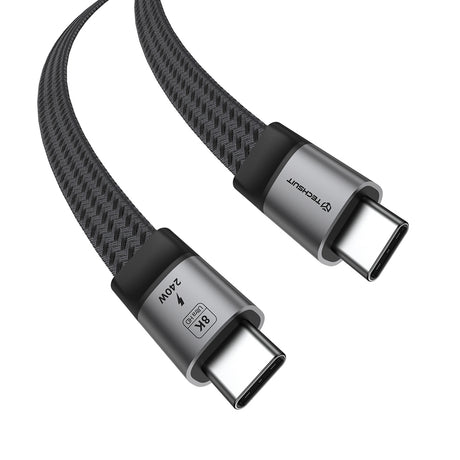 Cablu Techsuit ElysiumSync Pro (CX1), Type-C, PD240W, 1m, Gri