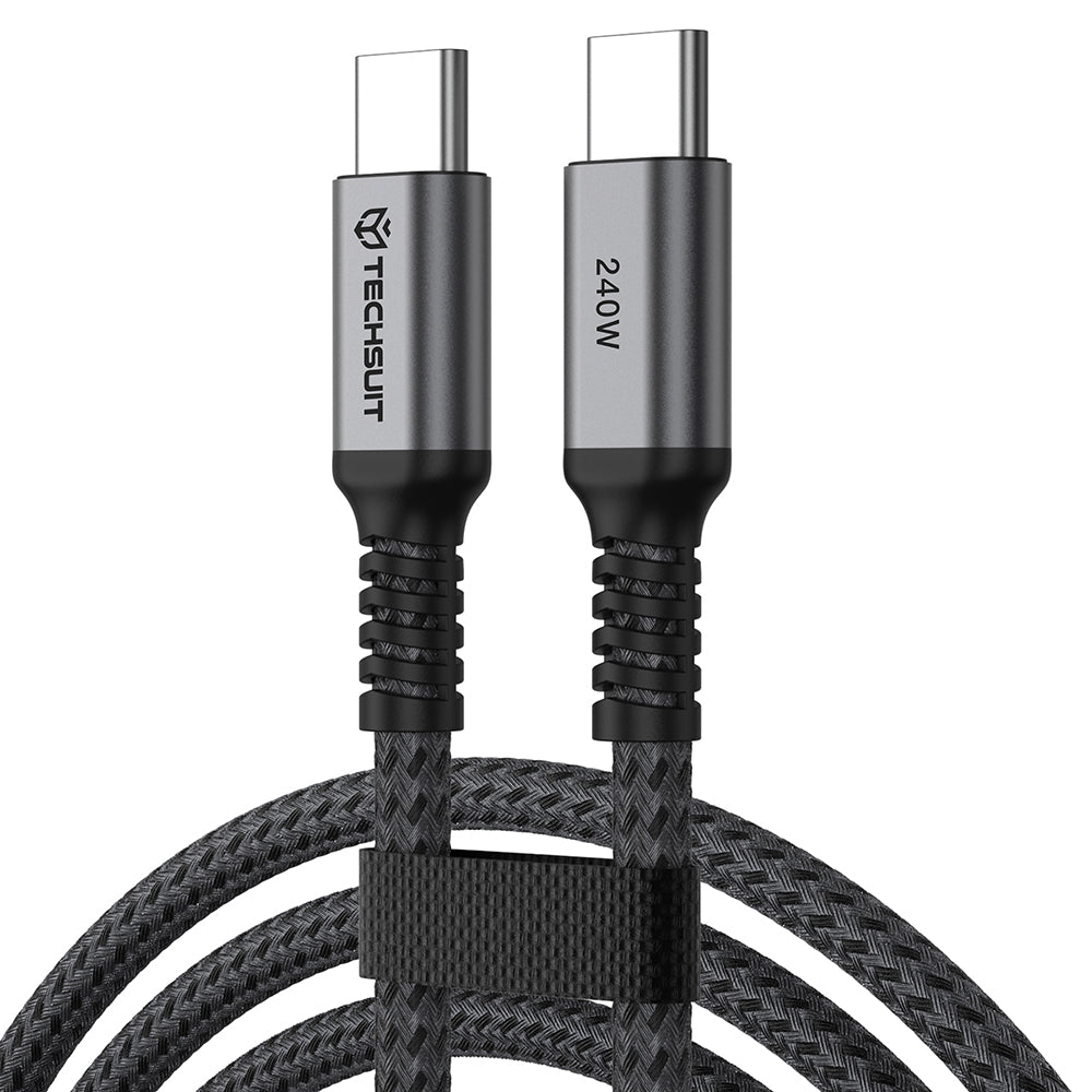 Cablu Techsuit TitanSync Pro (CX2), Type-C, PD240W, 2m, Gri