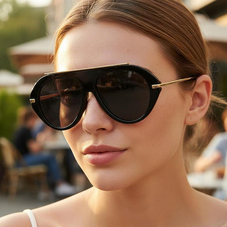 Ochelari de Soare Techsuit (8092), Aviator, Negru / Portocaliu