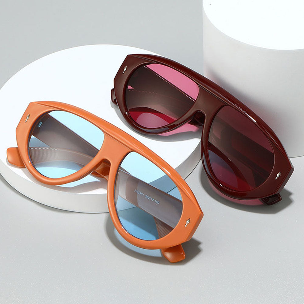 Ochelari de soare Techsuit (3991), Aviator, Policarbonat, Negru