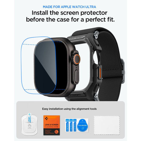 Curea smartwatch Spigen compatibil cu Apple Watch Ultra / Ultra 2 / Ultra 3, Negru