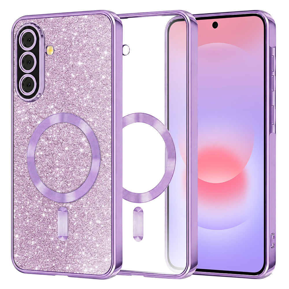 Husa de protectie Techsuit Luxury Glitter MagSafe compatibil cu Samsung Galaxy A37 5G, Mov deschis