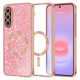 Husa de protectie Techsuit Luxury Glitter MagSafe compatibil cu Samsung Galaxy A37 5G, Roz Auriu