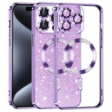Husa de protectie Techsuit Luxury Glitter MagSafe compatibil cu iPhone 15 Pro, Mov deschis