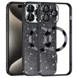Husa de protectie Techsuit Luxury Glitter MagSafe compatibil cu iPhone 15 Pro Max, Negru