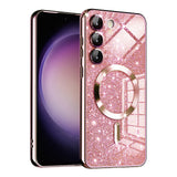 Husa de protectie Techsuit Luxury Glitter MagSafe compatibil cu Samsung Galaxy S23 Plus, Roz Auriu