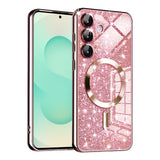 Husa de protectie Techsuit Luxury Glitter MagSafe compatibil cu Samsung Galaxy S25 Plus, Roz Auriu