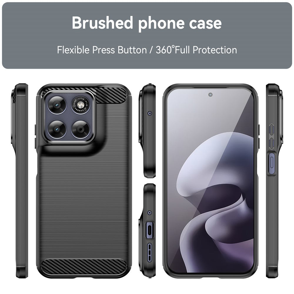 Husa de protectie Techsuit Carbon Silicone compatibil cu Motorola Moto G87, Negru