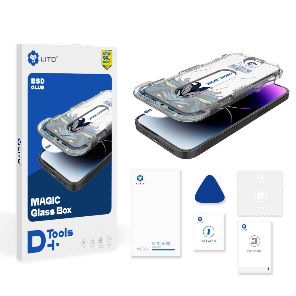 Folie de protectie Lito Magic Glass Box D+ Tools compatibil cu iPhone 17 / iPhone 16 Pro, Transparent