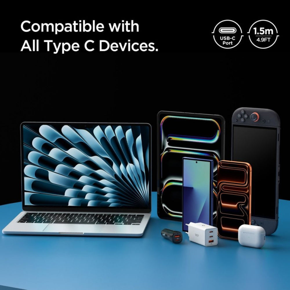 Cablu pentru Alimentare Type-C, 60W, 480Mbps - Spigen Essential EB6015CC (ACA10418) - Gunmetal