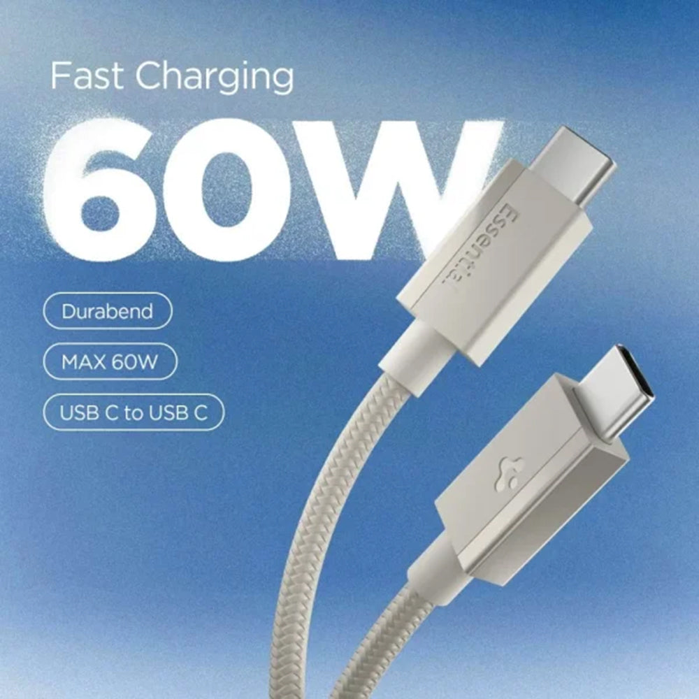 Cablu pentru Alimentare Type-C, 60W, 480Mbps - Spigen Essential EB6015CC (ACA10419) - Natural Titanium