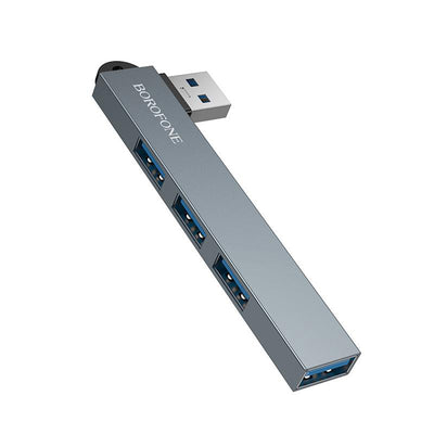 Hub Borofone FH1, USB 3x USB 2.0 + USB 3.0, Gri