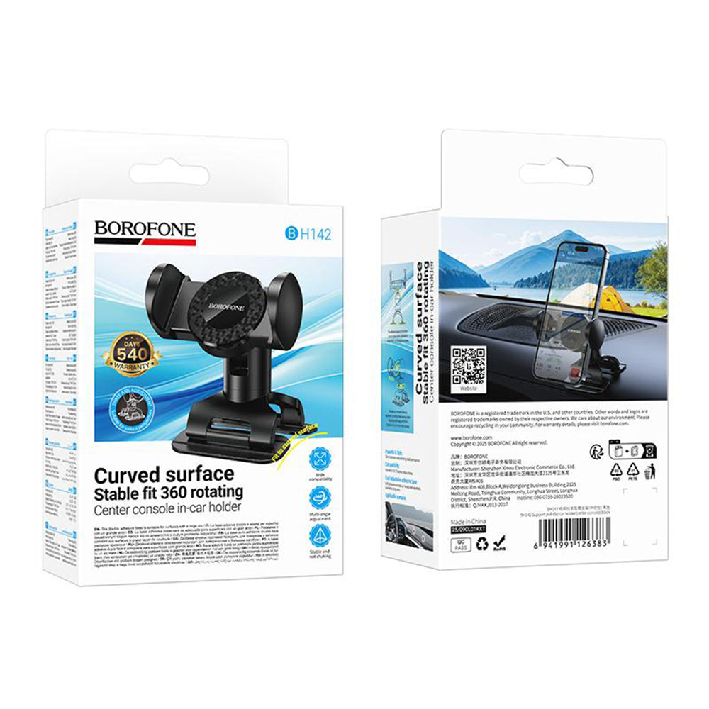 Suport Auto Borofone (BH142), Rotatie 360°, 4.5-7", Negru