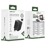 Adaptor Acefast Travel Adapter (Z11), EU/UK/US/AU, 2500W, Negru