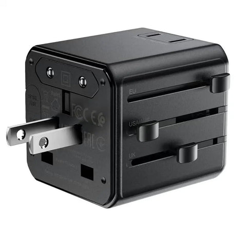 Adaptor Acefast Travel Adapter (Z11), EU/UK/US/AU, 2500W, Negru