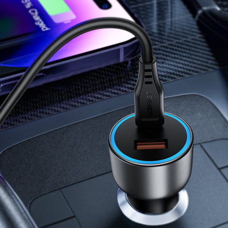 Incarcator Acefast (B21), USB / Type-C, 75W, Lumina Ambientala, Negru