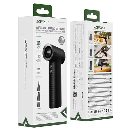 Ventilator portabil Acefast (YF4), 77000rpm, 4000mAh, Negru