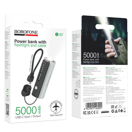 Baterie externa Borofone Star (BJ87), 5000mAh, USB-C, 10W, Negru