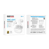 Casti Borofone Mellow (BW96), Bluetooth V6.0, ANC + ENC, Alb