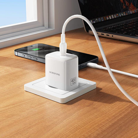 Incarcator Borofone (BN33), USB-C, PD 40W, GaN, Alb