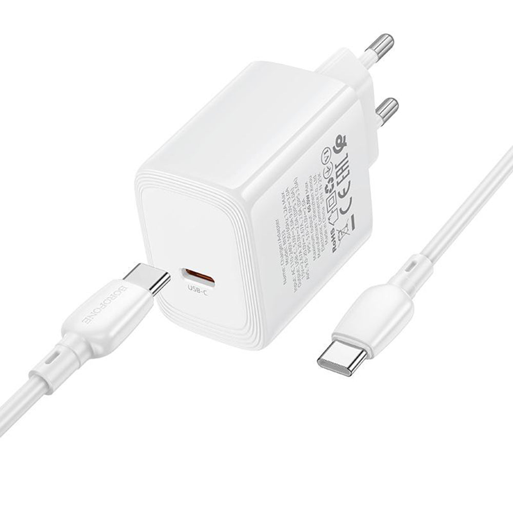 Incarcator Borofone (BN33), USB-C, PD 40W, GaN, Alb