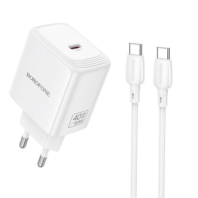Incarcator Borofone (BN33), USB-C, PD 40W, GaN, Alb