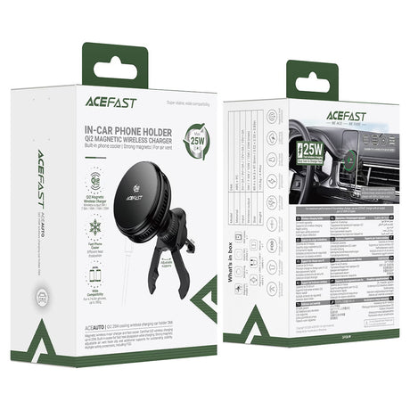 Suport Magnetic de Masina. Qi2, 25W, Functie Racire - Acefast (D66) - Black