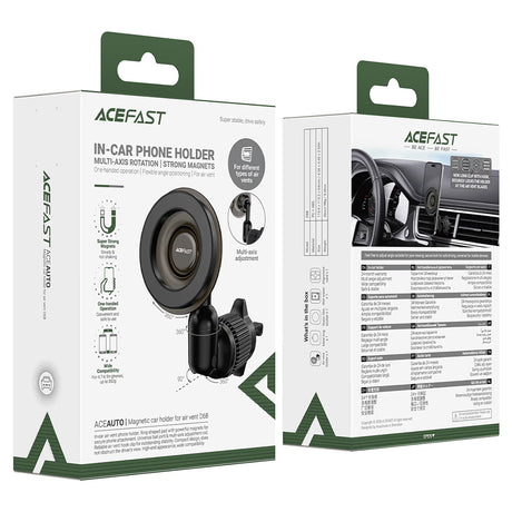 Suport Auto Acefast (D68), Magnetic, Multi-axis, Negru