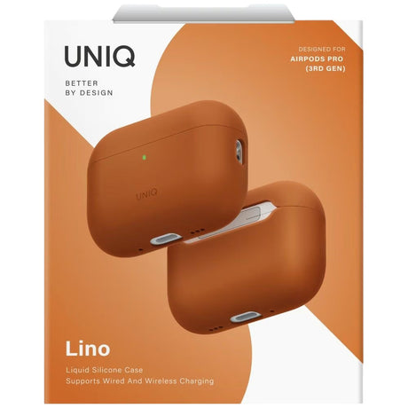 Husa Casti UNIQ Lino Hybrid (AirPods Pro 3), Silicon, Portocaliu