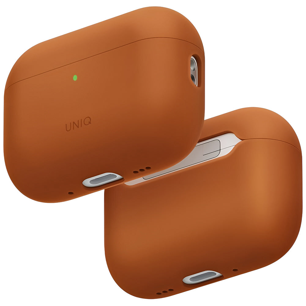 Husa Casti UNIQ Lino Hybrid (AirPods Pro 3), Silicon, Portocaliu