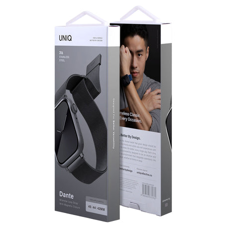 Curea smartwatch Apple Watch 1/2/3/4/5/6/7/8/9/10/11/SE/SE 2/SE 3 (38/40/41/42mm) - UNIQ Dante - Graphite