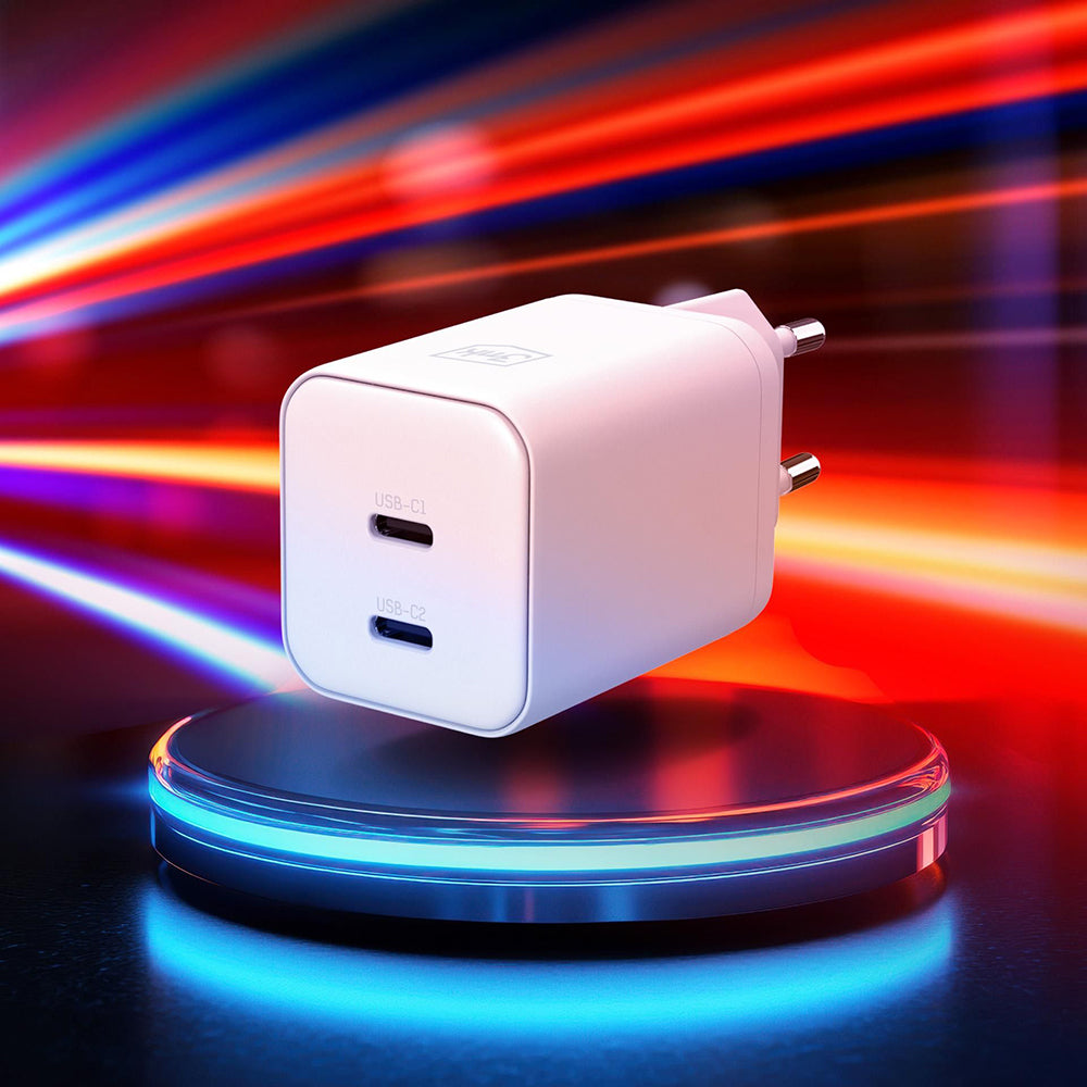 Incarcator pentru Perete, GaN, PD 45W, 2x USB-C - 3mk Hyper - White